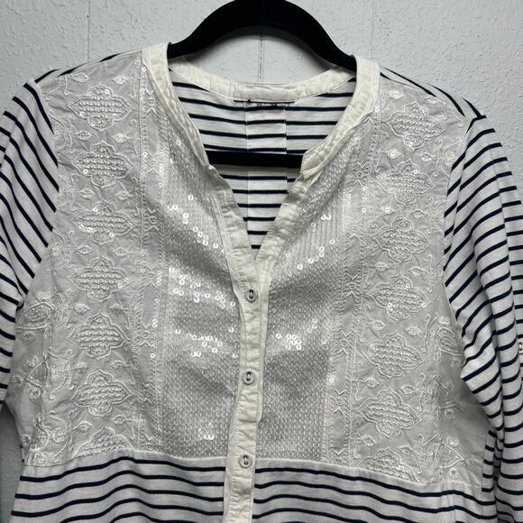 Womens Sequin Embroidered Fairy Chic Colorblock Party Womens Top Size Medium - Picture 2 of 11